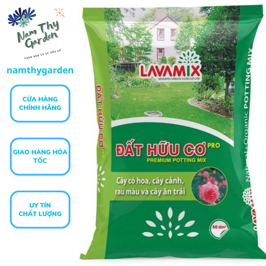 Đất hữu cơ cao cấp Lavamix bao 50dm3 khoảng 23kg hiệu quả cho cây ra hoa, cây cảnh, rau màu và cây ăn trái, đặc biệt cho hoa hồng