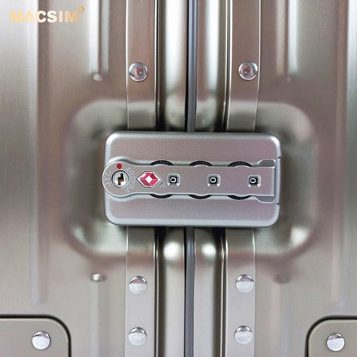 Vali hợp kim nhôm nguyên khối MS1104 Macsim cao cấp màu ti - gold, cỡ 29 inches