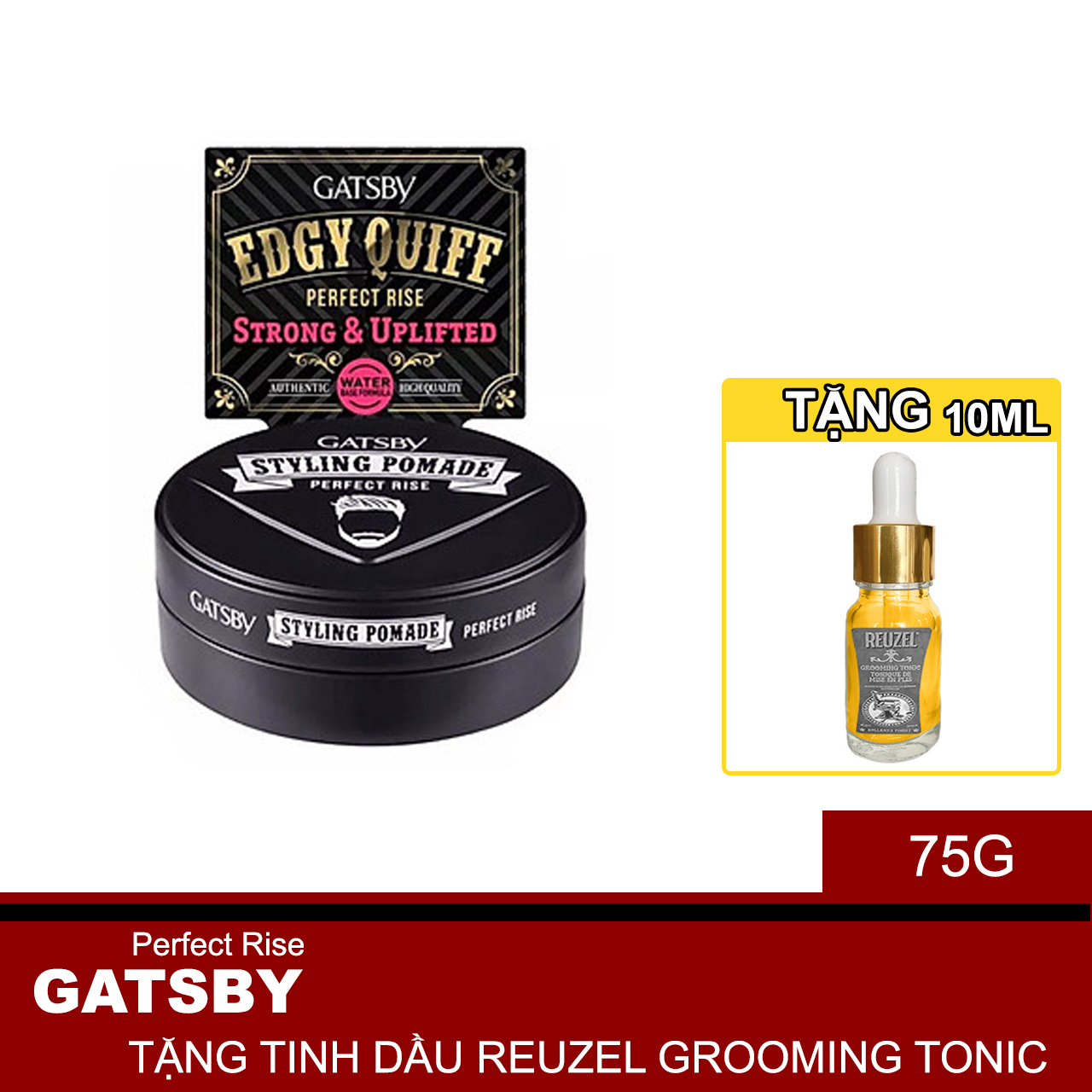 Sáp Pomade Perfect Raise Tạo Kiểu Edgy Quiff và Giữ Độ Phồng Tóc + Tặng Reuzel Grooming Tonic - Chính hãng - GATSBY STYLING POMADE 75G