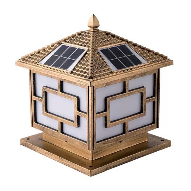 Đèn trụ cổng 4 mái tích điện hồng ngoại thời thượng COT018