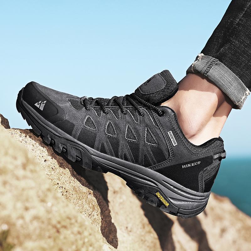 Hikeup mới đến Giày đi bộ đường dài Giày đi bộ đường dài đến trekking nam có đệm du lịch leo núi ngoài trời cho nam giới Color: Black Shoe Size: 44