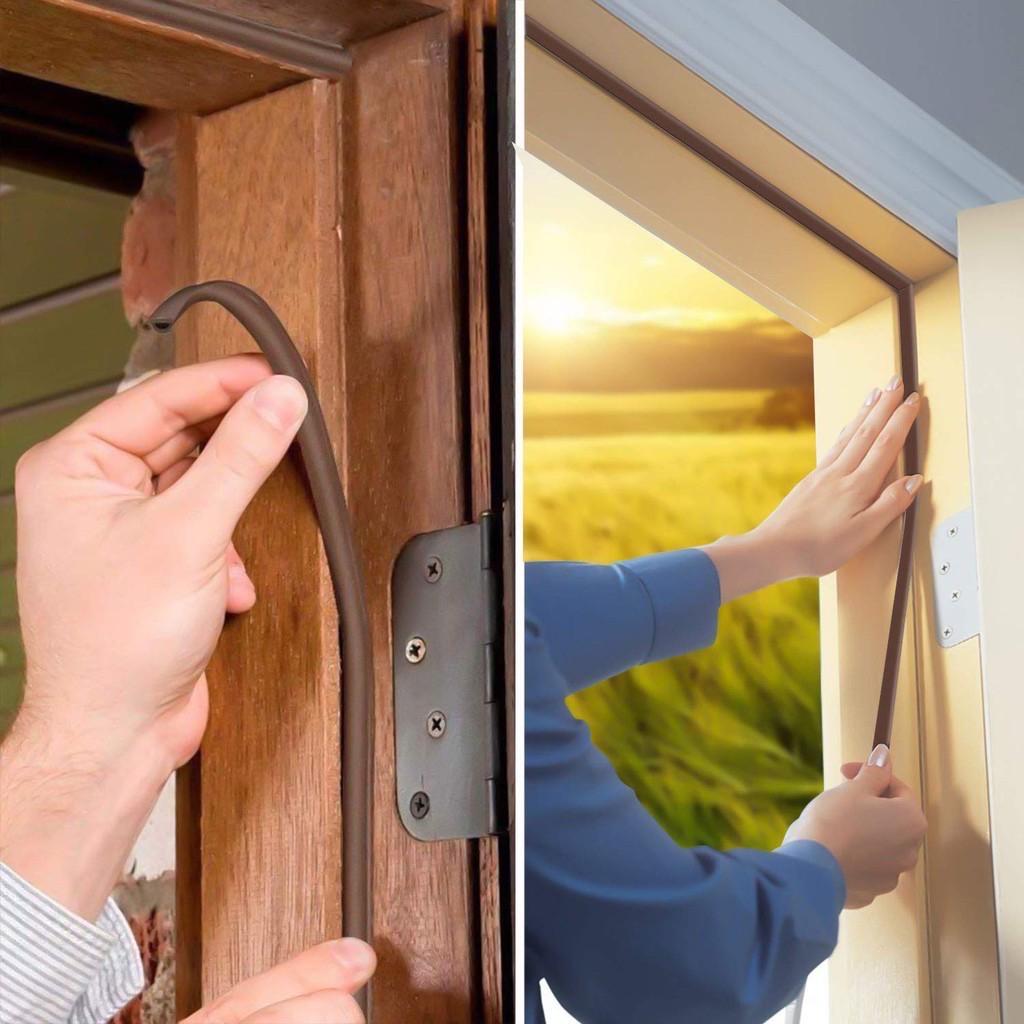 Gioăng cao su chữ E màu nâu chống ồn ,Roong ron dán cửa ngăn Bụi cửa Sổ cửa ra vào