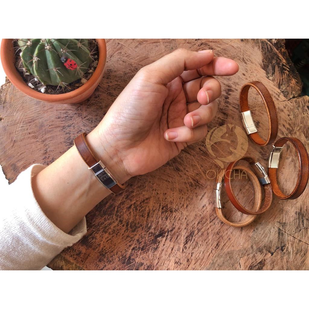 Vòng tay da vintage handmade phong cách retro free khắc laser