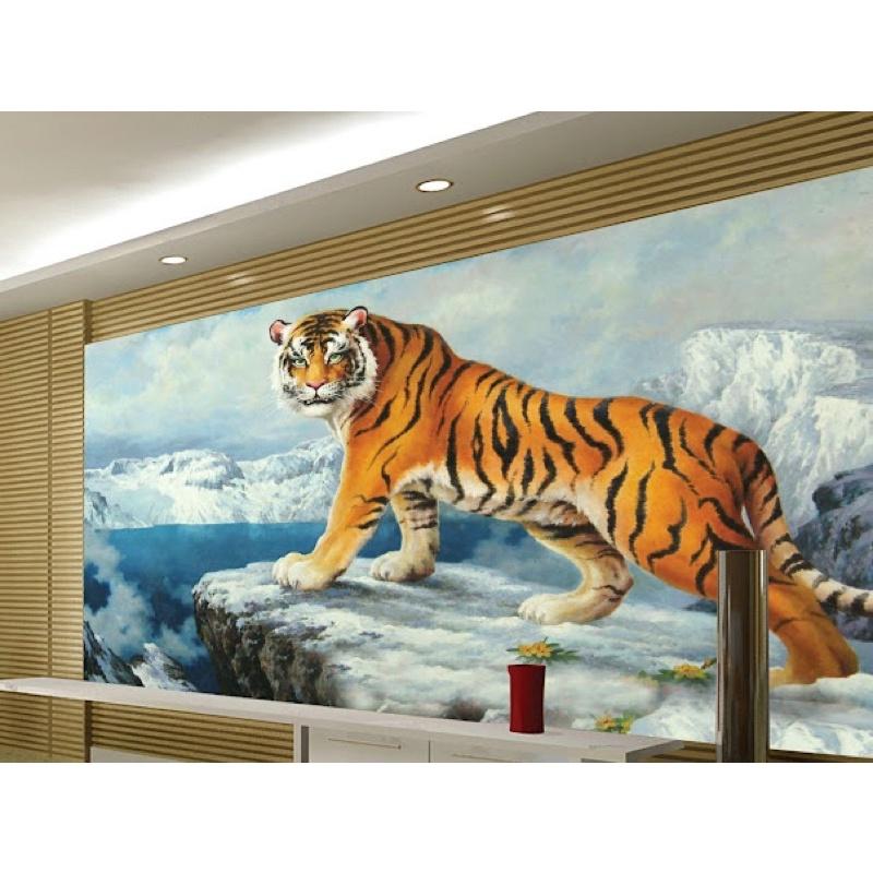 Tranh hổ dán tường 3d. tranh in vải lụa KT 120x80. in kích thước theo yêu cầu 0972644807