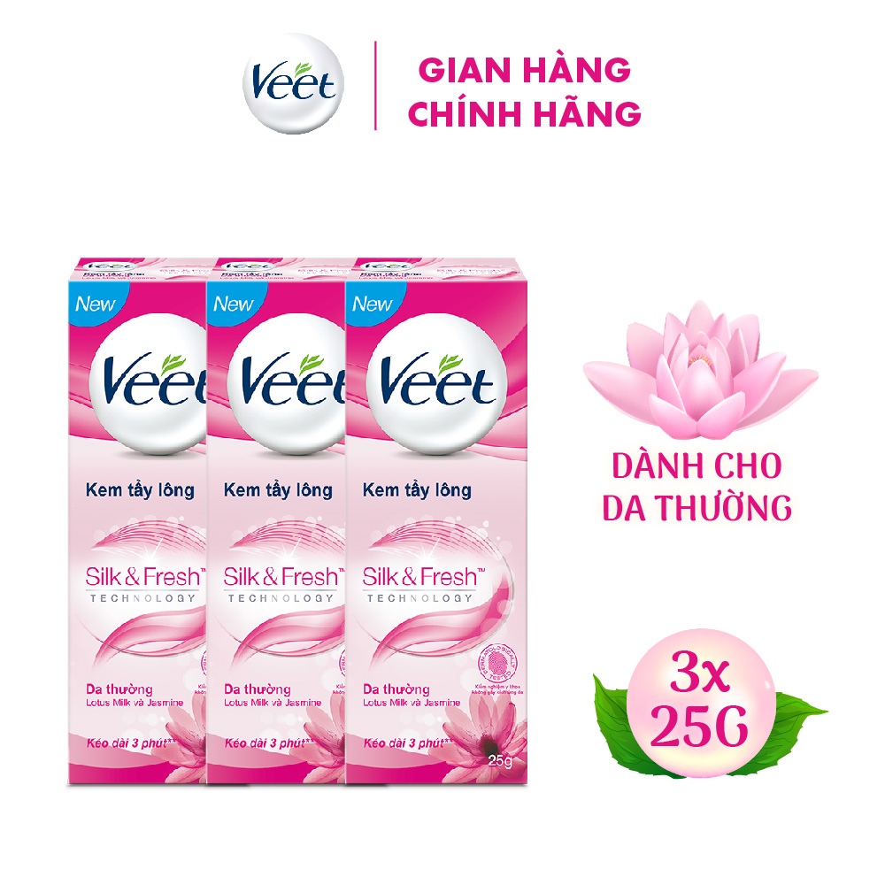 Combo 3 Kem Tẩy Lông Cho Da Thường Veet Silk Fresh 25G