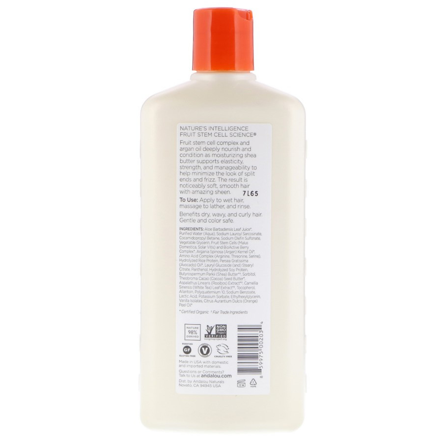 Dầu gội đầu cho tóc khô, xoăn Argan &amp; Sweet Orange Moisture Rich Shampoo Andalou Naturals 340ml