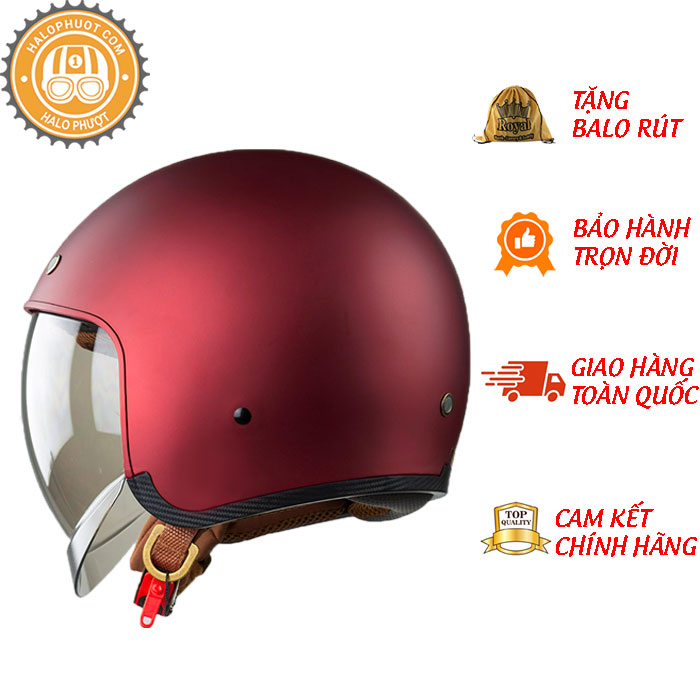 Nón bảo hiểm 3/4 Royal kính am M139 đỏ đô