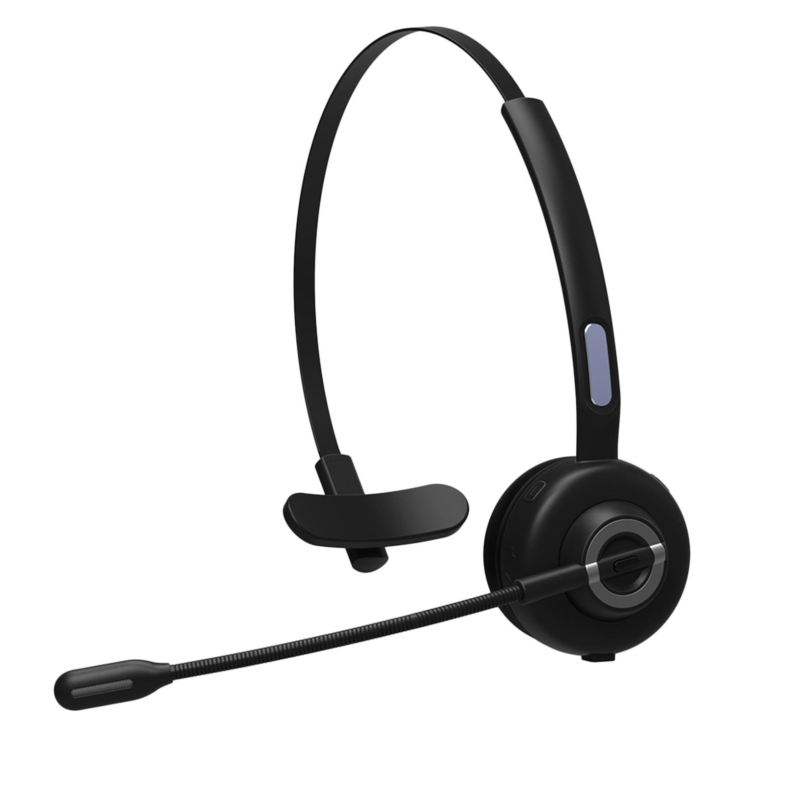 Bluetooth Headset, Wireless Headset with Microphone,Noise Cancelling Hands Free Phone Headset for Truck Driver Call Center Office PC