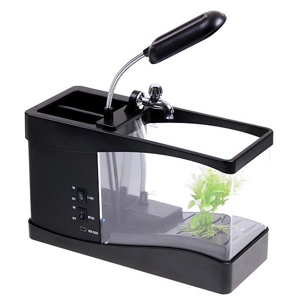 Bể cá mini có máy bơm, có màn hình LCD, thiết kế sáng tạo, có hai màu tùy chọn