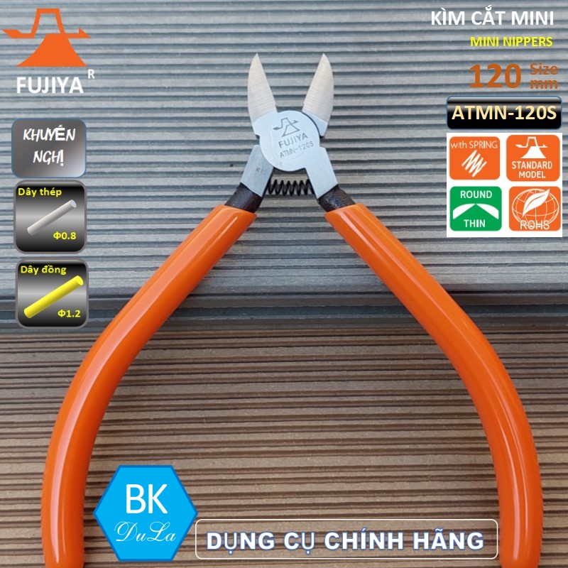 Kìm cắt dây MINI 120mm Fujiya ATMN-120S công nghệ Nhật Bản- Kiềm cắt dây thép dây đồng