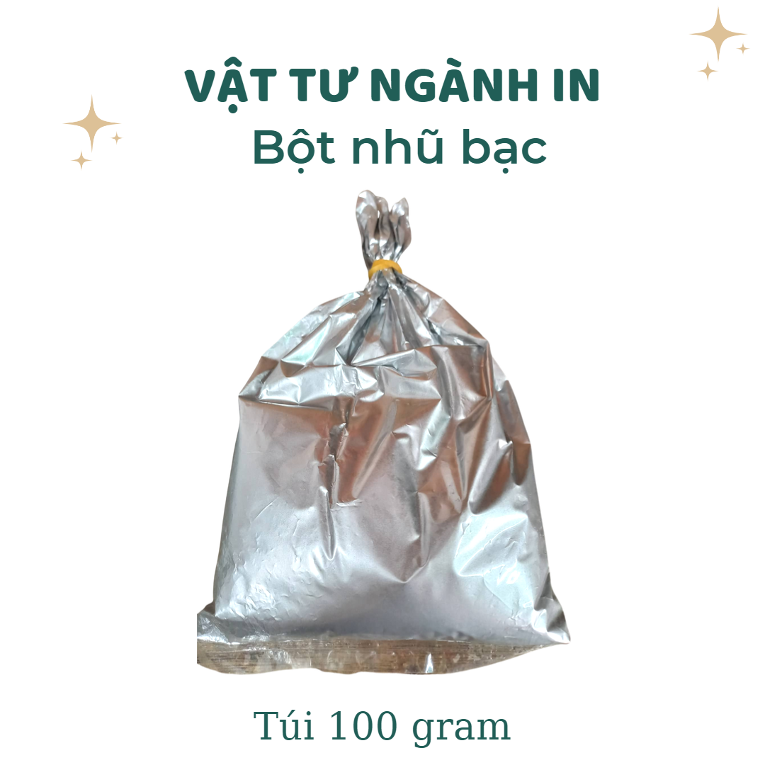 Bột nhũ bạc đồng in lụa, pha sơn, vẽ tranh, hội họa túi 100 gram