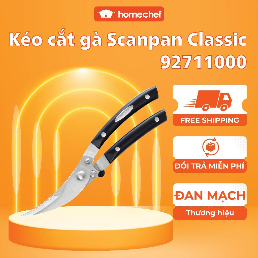 Kéo cắt gà chuyên dụng, kéo cắt trợ lực Scanpan Classic 92711000, thép không gỉ cao cấp