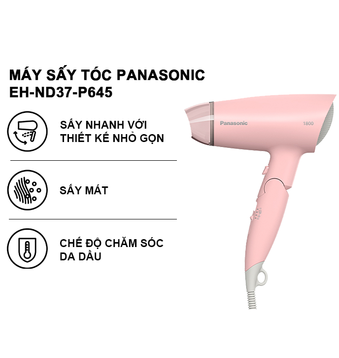 Hình ảnh Máy sấy tóc Panasonic EH-ND37-P645 - Sấy nhanh với hiệu quả tương đương 2000W - Chế độ chăm sóc da đầu, bảo vệ nhiệt - Hàng Chính hãng