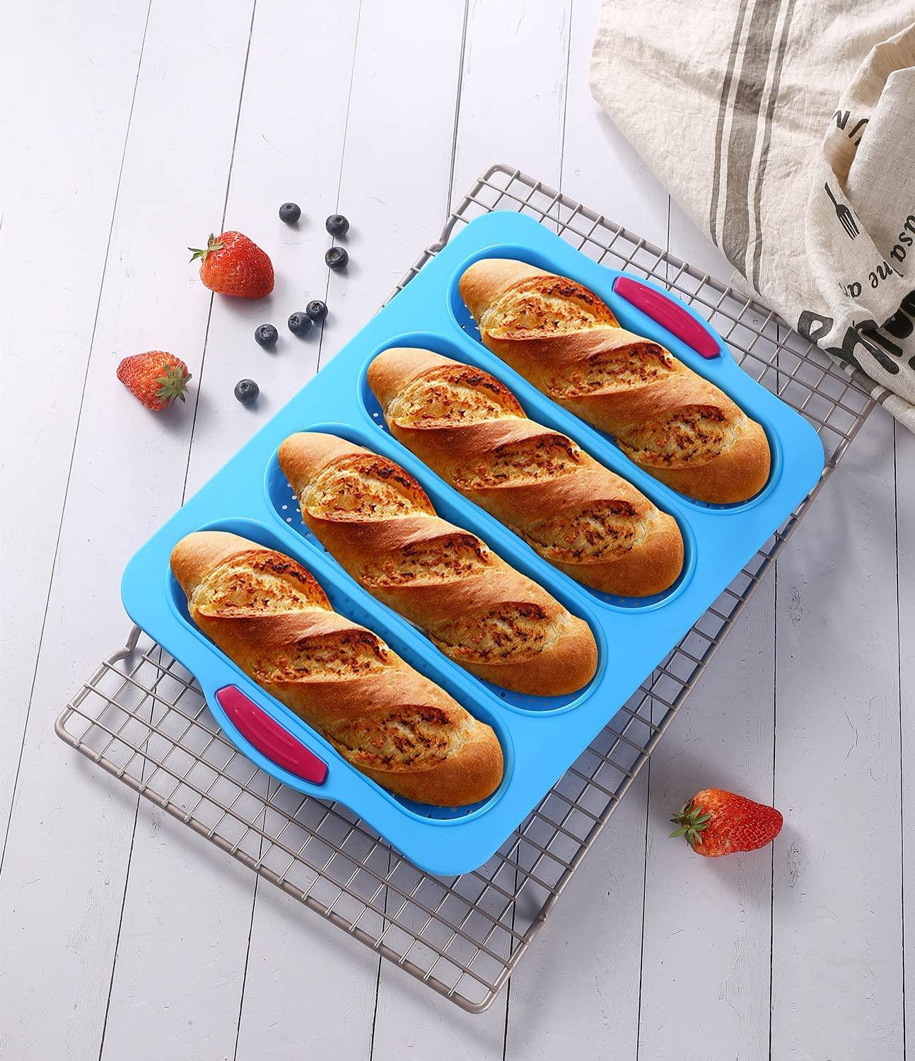 Khay nướng bánh mì Baguette Khuôn nướng bánh mì hình que kiểu Pháp đục lỗ