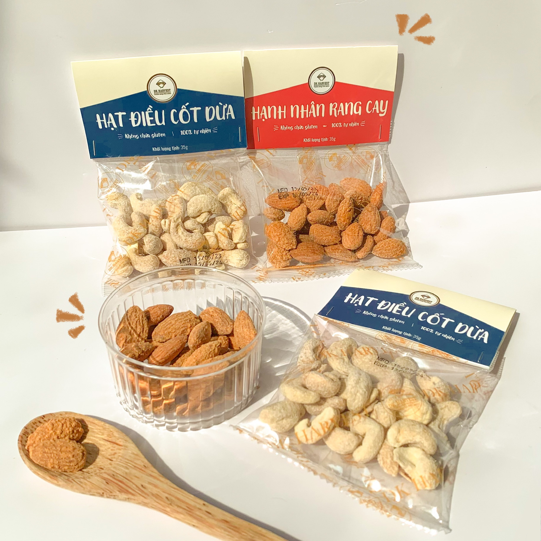 Snack hạt điều rang cốt dừa DK Harvest - không chất bảo quản, Ăn kiêng, Ăn vặt healthy, Lành mạnh, Eat clean