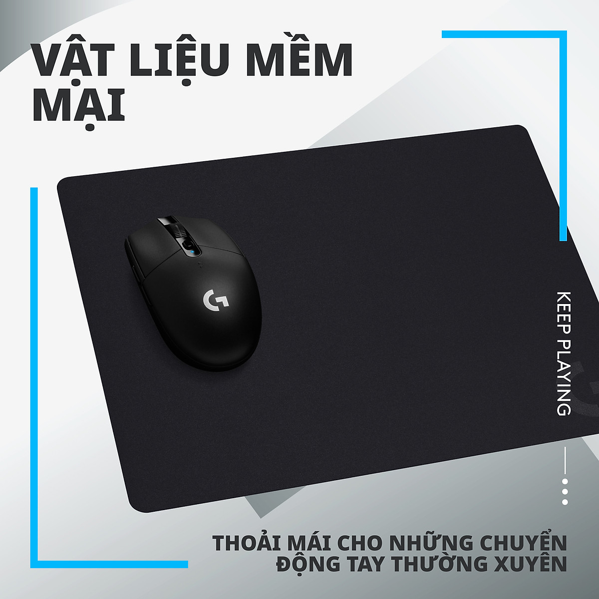 Bàn di chuột game Logitech G240 chống trượt kích thước 340x280x1mm (dài x rộng x dày) - Hàng Chính Hãng