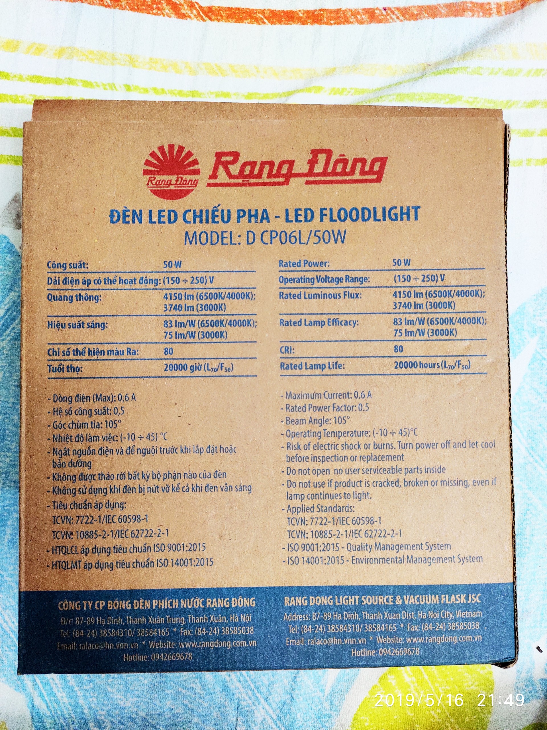 Đèn led chiếu pha 50W chính hãng Rạng Đông