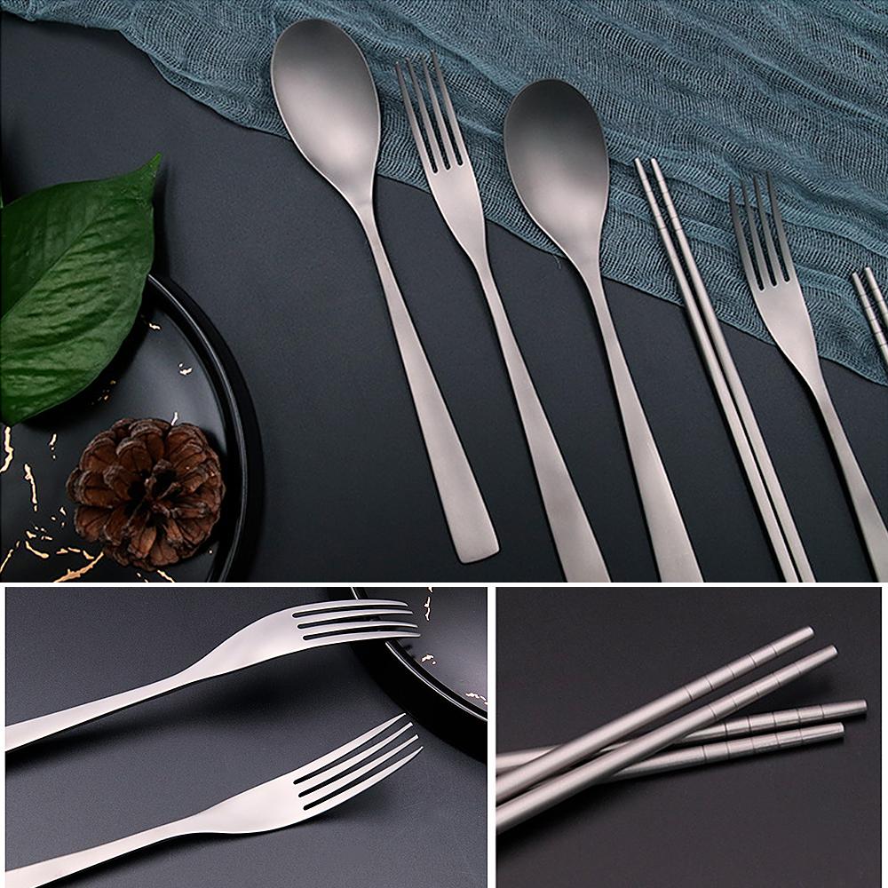 Bộ dụng cụ muỗng đũa nĩa titanium chắc chắn để đi cắm trại và picnic