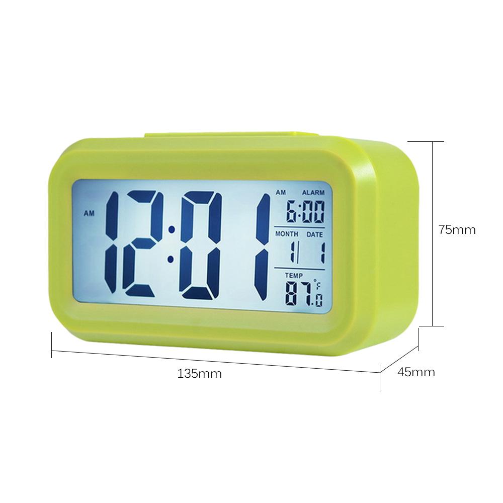 CHH1019 Đồng hồ báo thức kỹ thuật số thông minh có nút Báo lại ngày và nhiệt độ ở trên cùng Đồng hồ để bàn hình chữ nhật chạy bằng pin