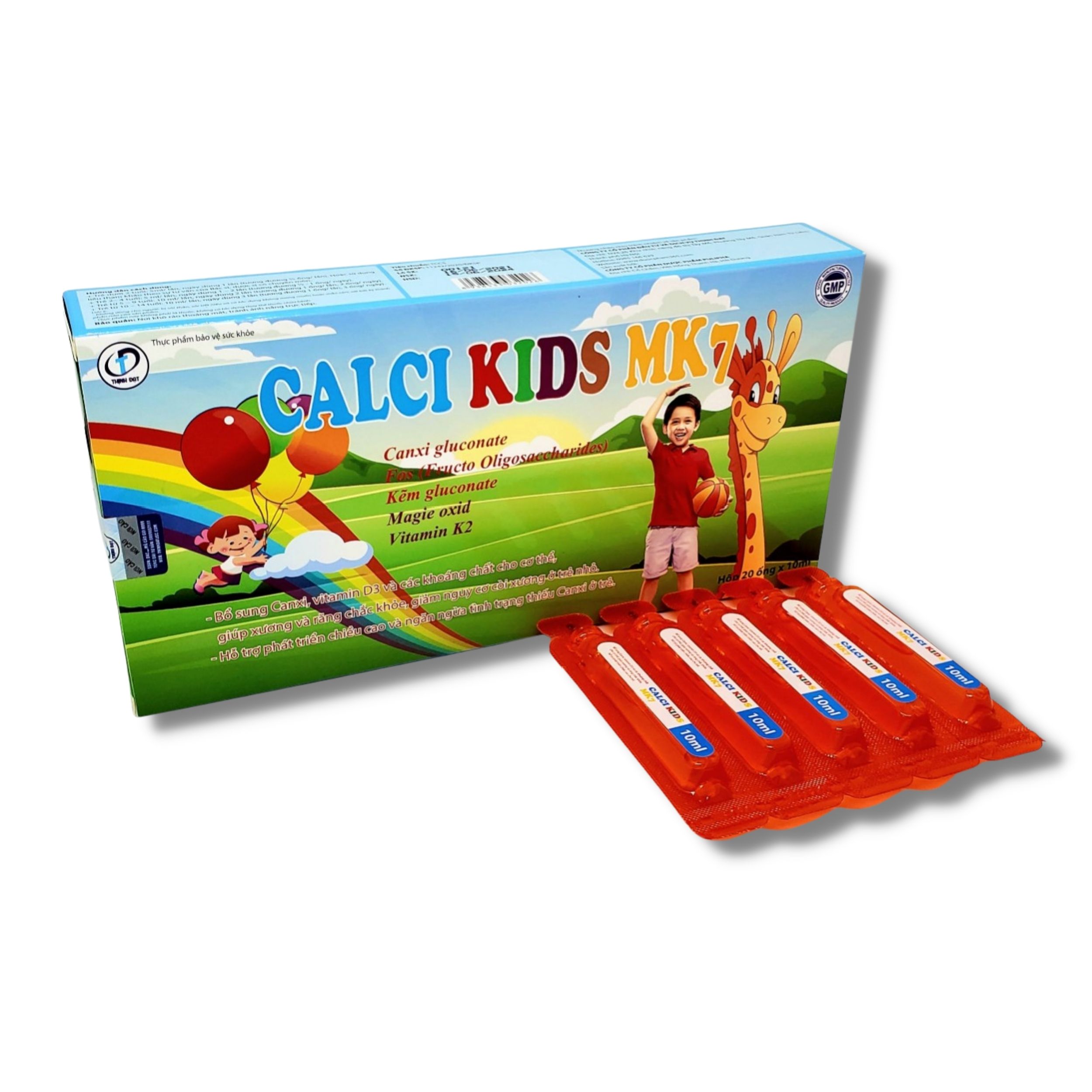 CALCI KIDS MK7 - Bổ sung Canxi, bổ sung Vitamin và các khoáng chất cho cơ thể (Hộp 20 ống x 20 ml)