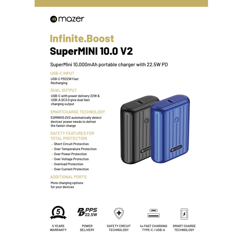 Pin Dự Phòng MAZER SUPPER Mini V2 10000mAh - Hàng chính hãng