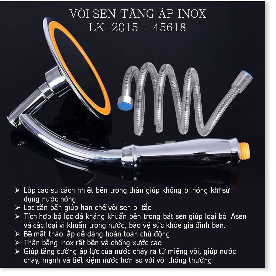 Vòi sen tăng áp inox 304 lk2020, vòi sen tăng áp bát lớn kiểu dáng sang trọng, tăng áp lực nước 300%