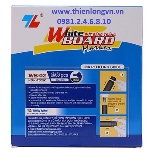 Hộp 20 cây bút lông bảng nhỏ Thiên Long; WB-02 mực xanh