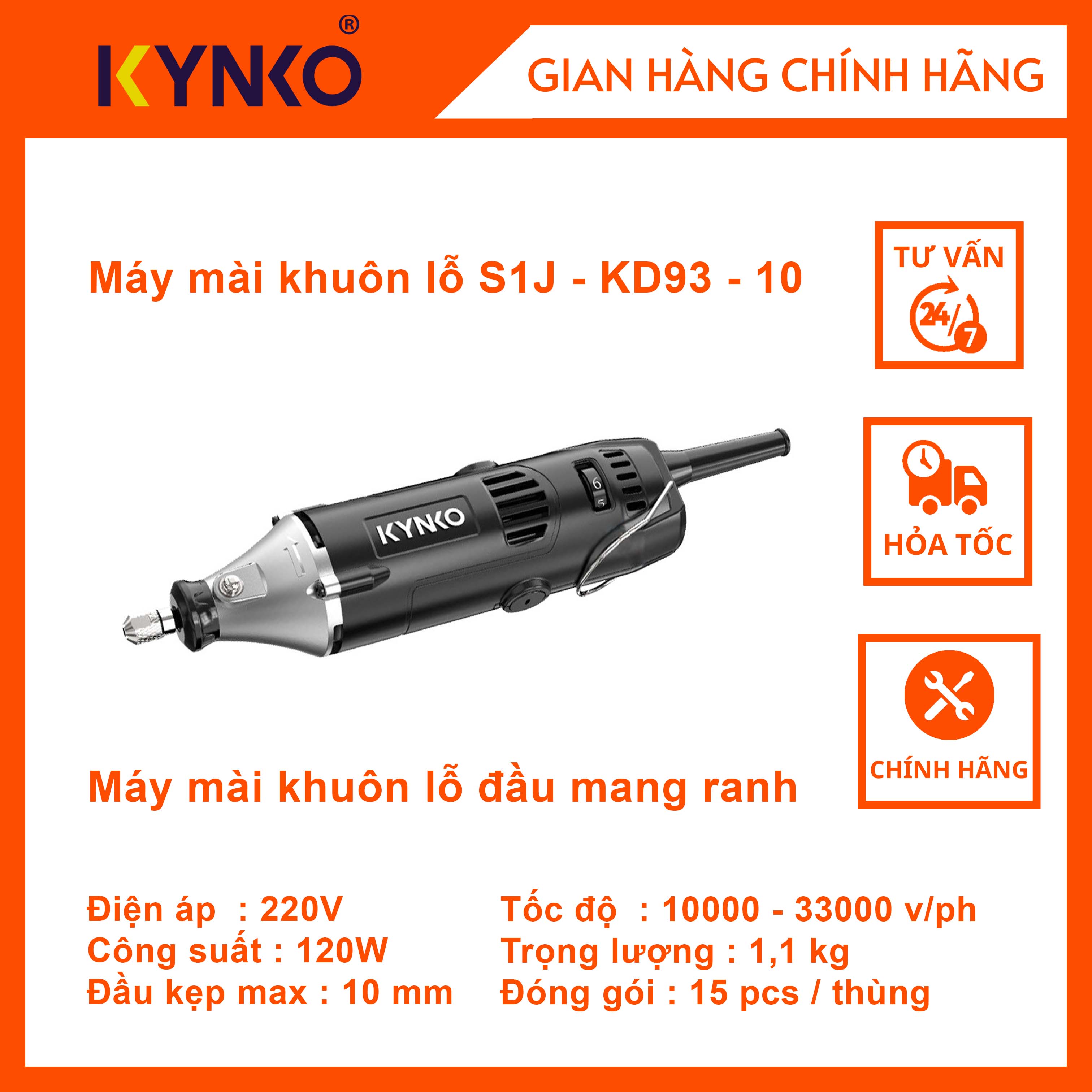 Máy mài khuôn lỗ KYNKO KD93 (#6931) có đầu mang ranh giá tốt