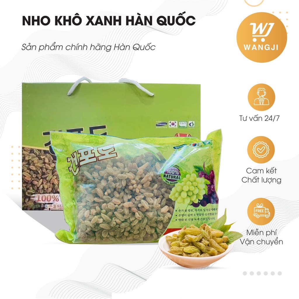 Nho khô sấy hàn quốc 1kg, 1Kg Nho Khô Xanh Hàn Quốc Không Hạt, Chua Ngọt Ngon Ngon