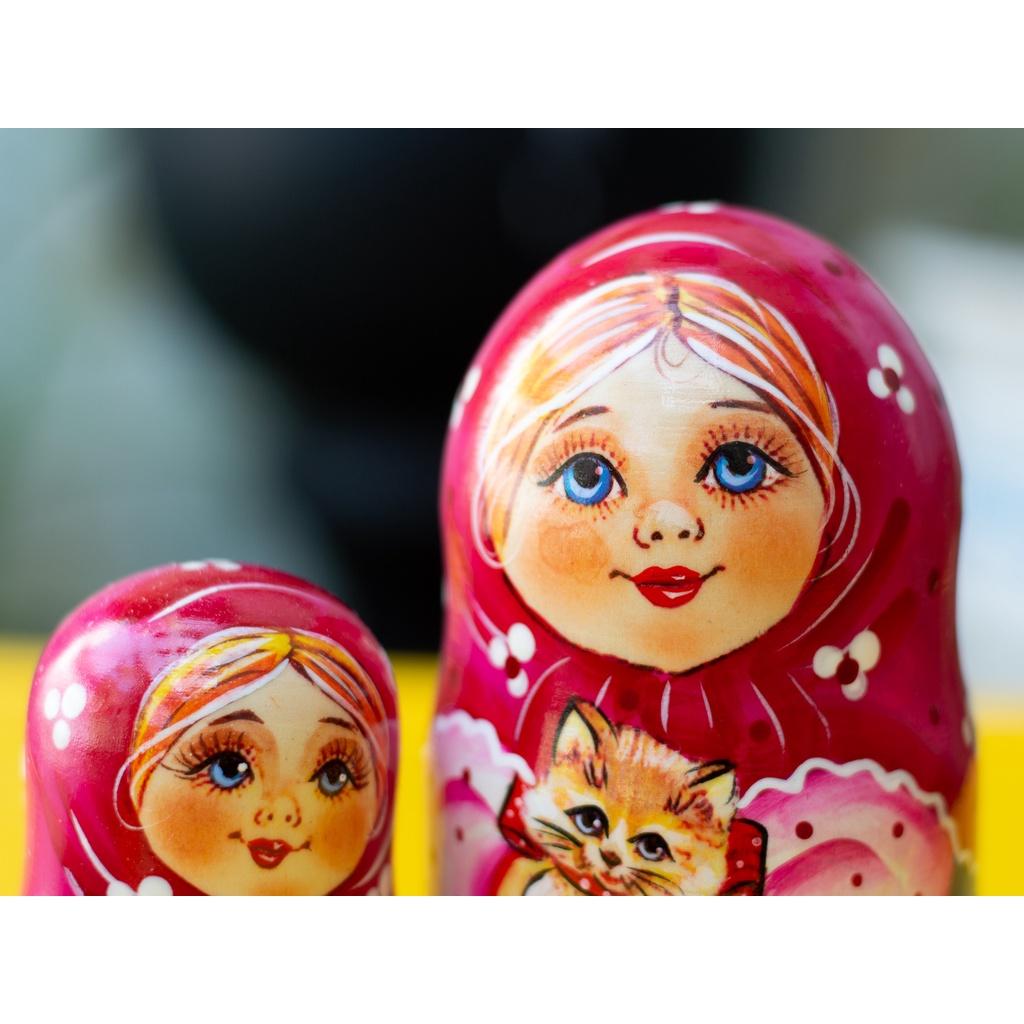 BỘ BÚP BÊ NGA MATRYOSHKA 5 LỚP 15CM "YULIA ÔM MÈO" QUÀ LƯU NIỆM NGA ĐỘC ĐÁO CỰC ĐẸP