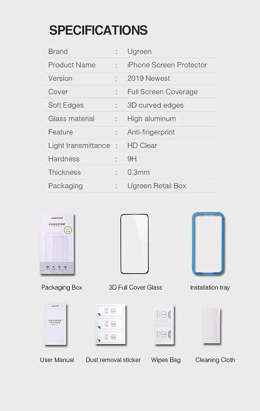 Ugreen UG60332SP111TK 2 miếng dán kính cường lực HD cho iPhone XS Max - HÀNG CHÍNH HÃNG