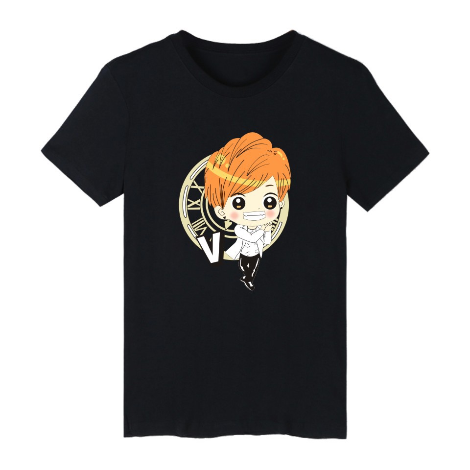 Áo Thun Đen In Hình BTS Chibi Cực Đáng Yêu Vải Siêu Mềm Mịn