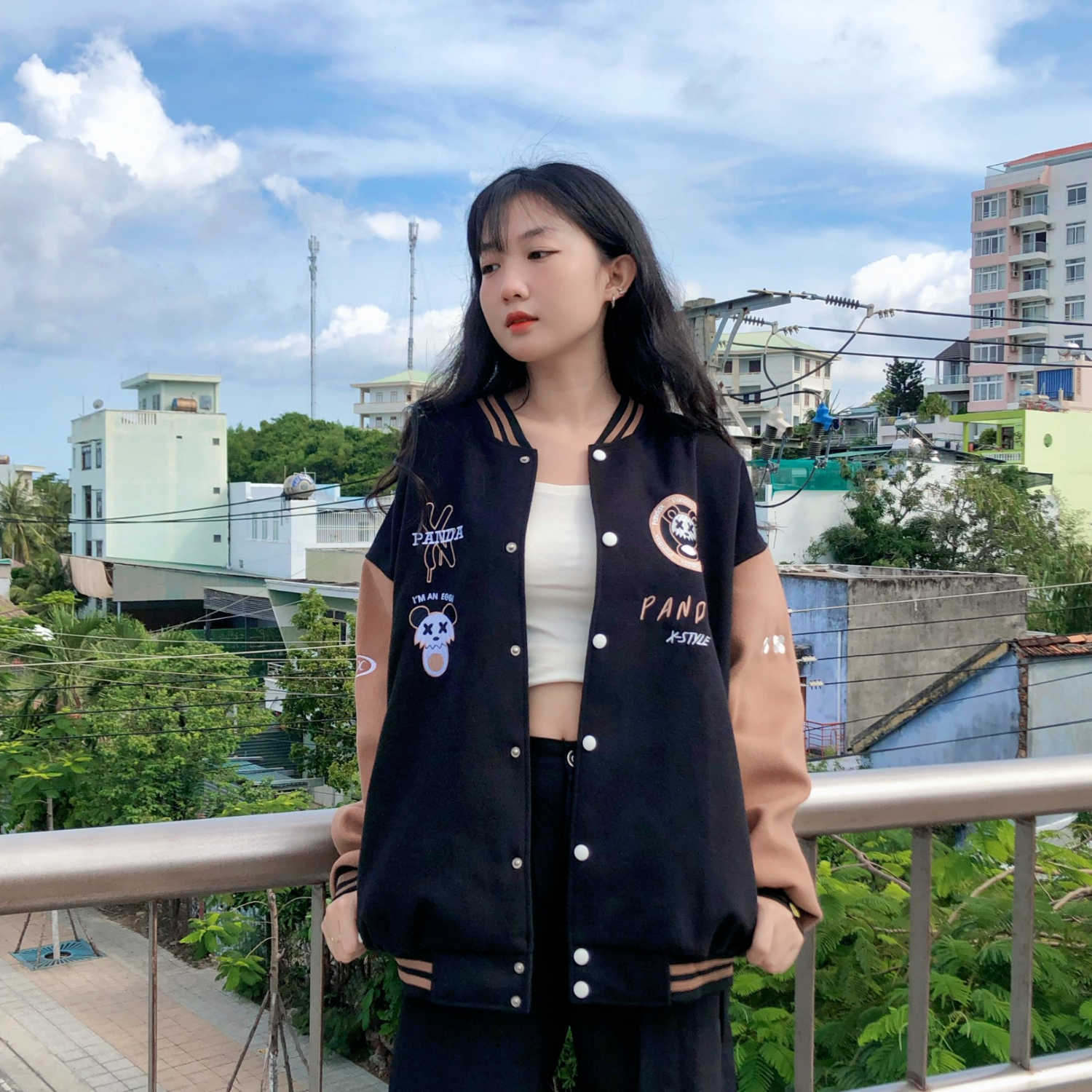 Áo bomber nam nữ Pandax local brand , varsity jacket unisex , khoác bóng chày fullbox
