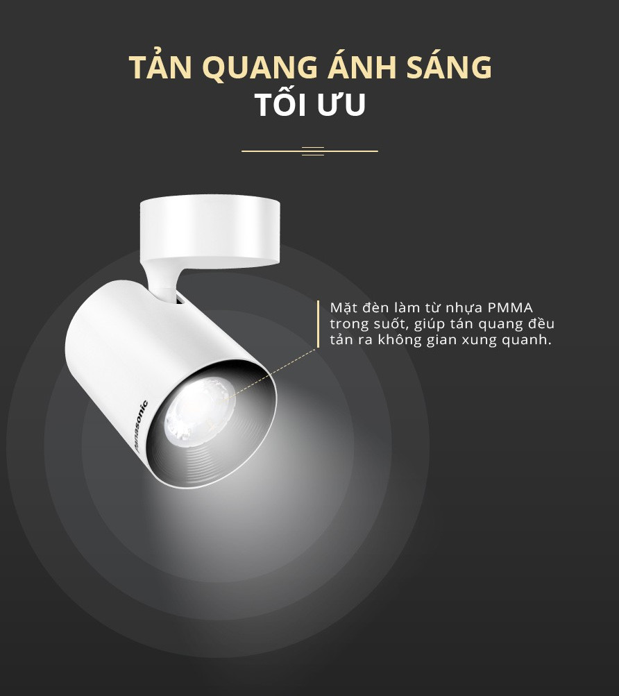 Đèn Rọi ray, Đèn chiếu điểm Spotlight Panasonic Công suất 7W Loại Gắn thanh ray và Loại Gắn trần