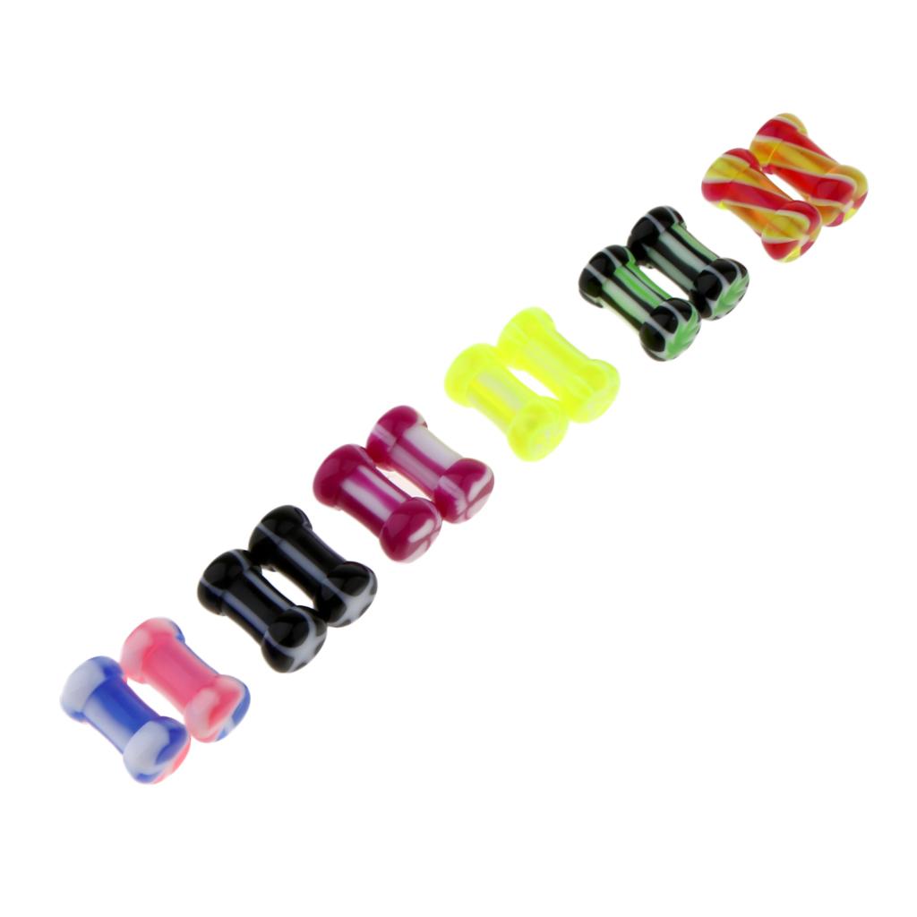 6 Pairs Colorful Acrylic Screw Fit Ear Tunnel Plugs Stretcher Expander