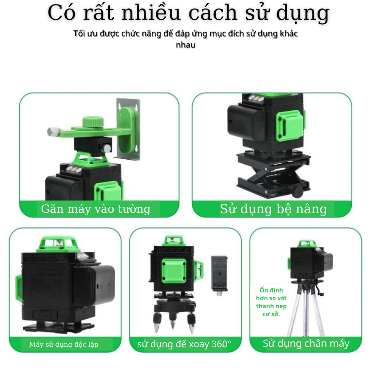 Máy cân mực laser 16 tia màu xanh lá kèm chân đế