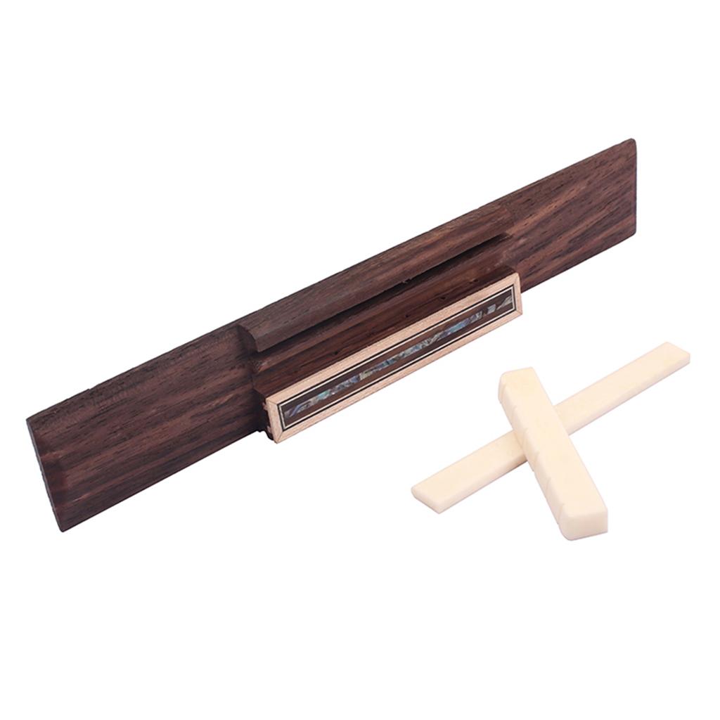 Set of Rosewood Guitar Bridge&Bone Saddle&Bone Nut for Acoustic Guitar Parts