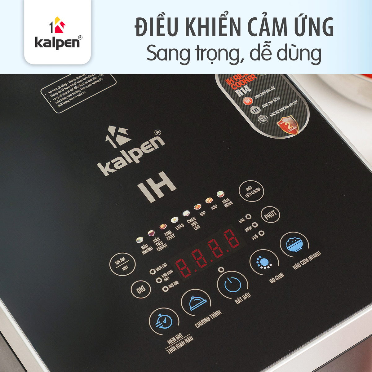 Nồi cơm điện tử cao tần Kalpen R14 dung tích 1.8L lòng nồi Inox 304 chuẩn Đức - Hàng chính hãng
