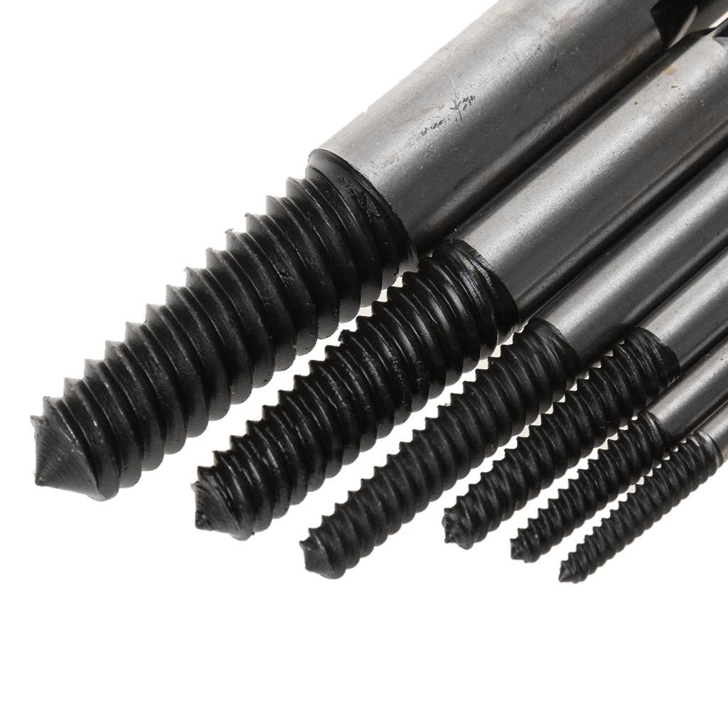 6x 4-25mm Small - Large Screw Extractor Set In Case Broken Stud Bolt Remover