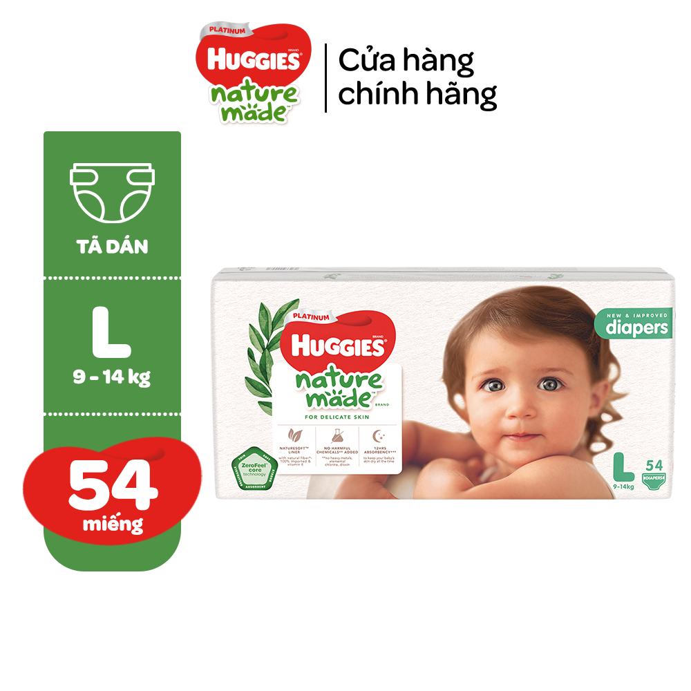 Hình ảnh Tã/Bỉm dán Huggies Platinum NatureMade M64/L54/XL44 - Gói Jumbo - Hàng chính hãng