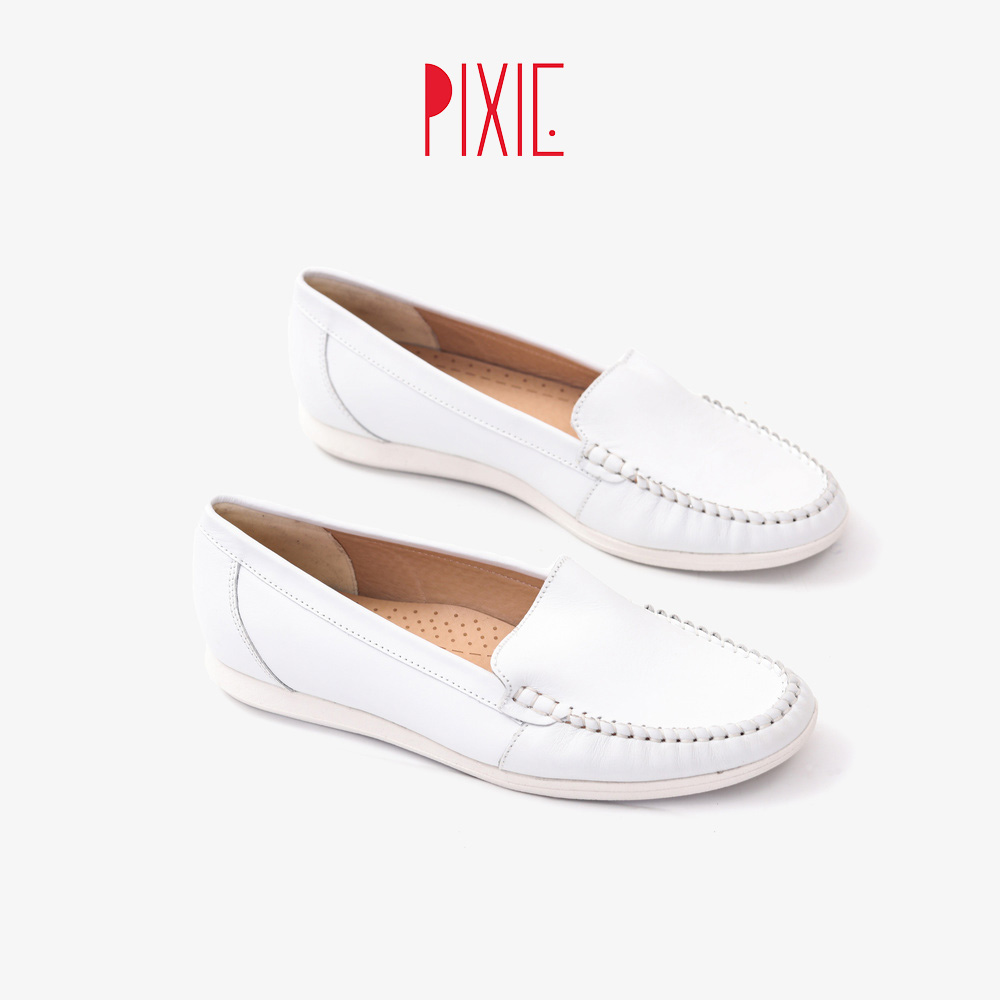 Giày Mọi Moccasin Da Bò Thật Đế Cao Su Pixie X482