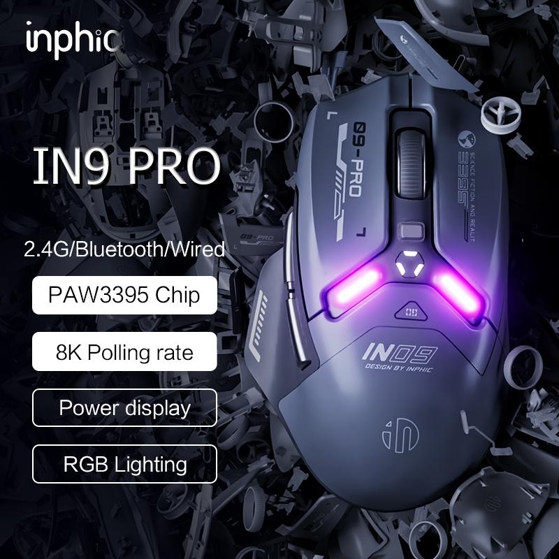 Chuột chơi game bluetooth không dâyTEKKIN IN9 pro  Bluetooth5.0 Tri-mode PAW3395  - hàng chính hãng