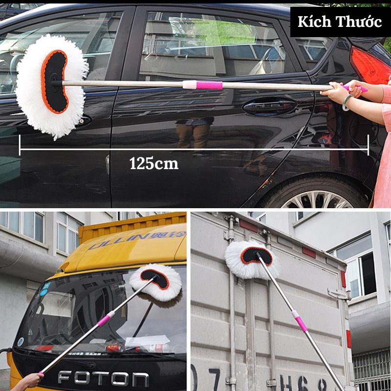 Chổi Rửa Xe Ô Tô Cán Dài Lông Mềm Thay Đổi Được Chiều Dài Max 125cm 37