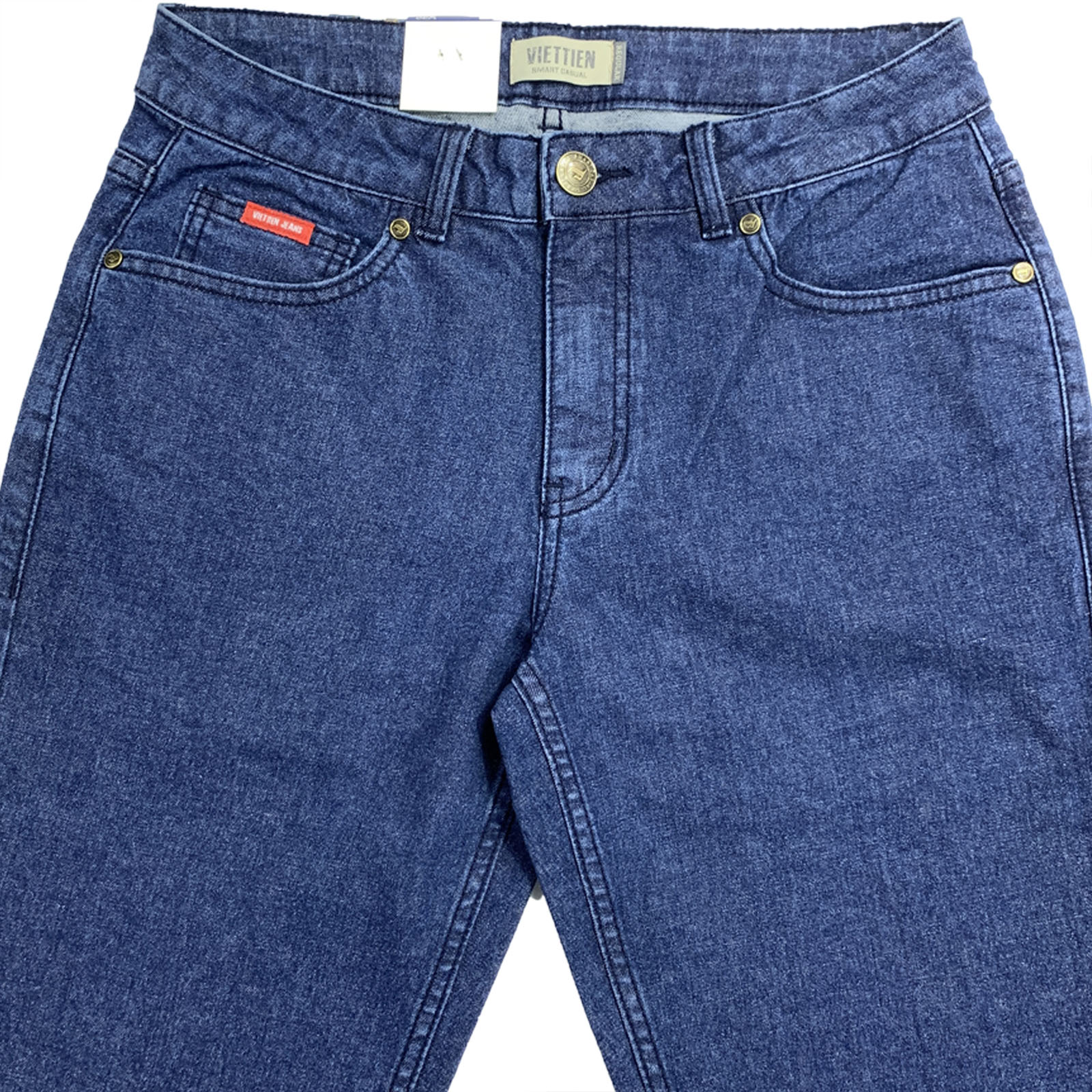 Viettien - Quần Jeans nam 6R7101 phom dáng Regular may rộng màu xanh đậm