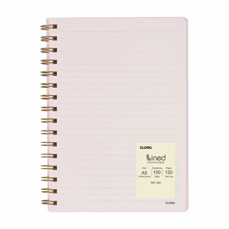 Sổ Dash Line lò xo kép bìa nhựa trong 2 mặt A5 Klong 594 / 595