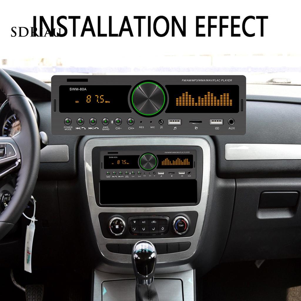 *QCDZ* SWM-80A Handsfree Dual USB Car MP3 Player Powerful FM Radio Bluetooth AUX TF Card U Disk Digital Media Receiver for Car Center Control Modification