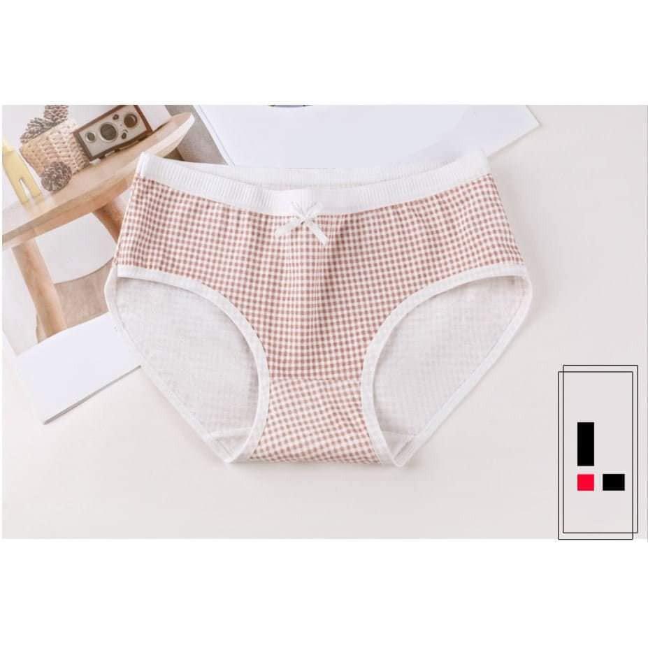 Quần lót cotton kẻ caro nơ thấm hút mồ hôi kháng khuẩn
