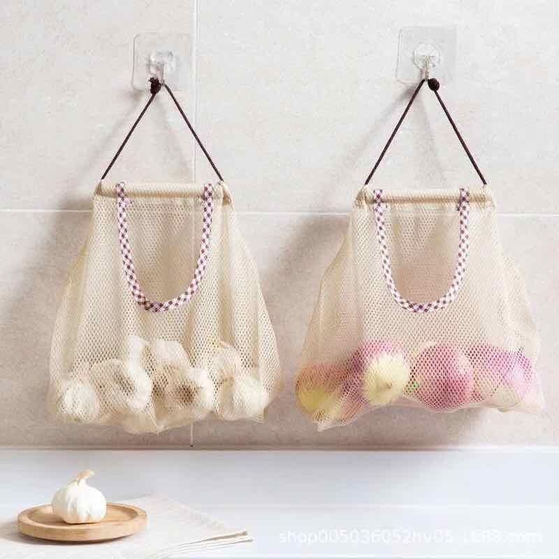 Giỏ Đựng Hành Tỏi, Túi lưới treo tường đựng thực phẩm Bảo quản của quả, hành tỏi