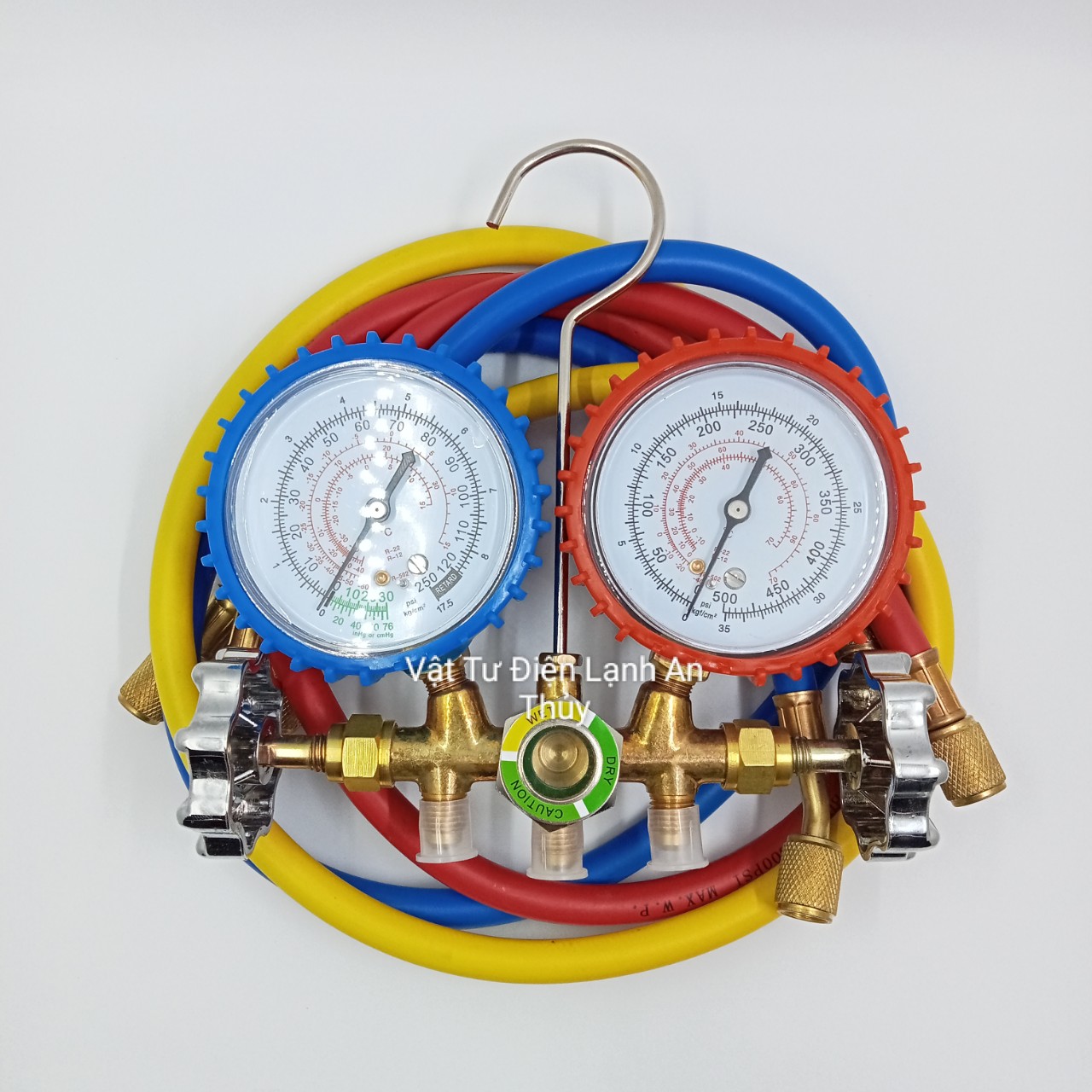 Đồng hồ đôi đo áp suất gas máy lạnh [Hộp xanh lá ] - đồng hồ đôi nạp gas máy lạnh điều hòa - đồng hồ nạp gas đôi