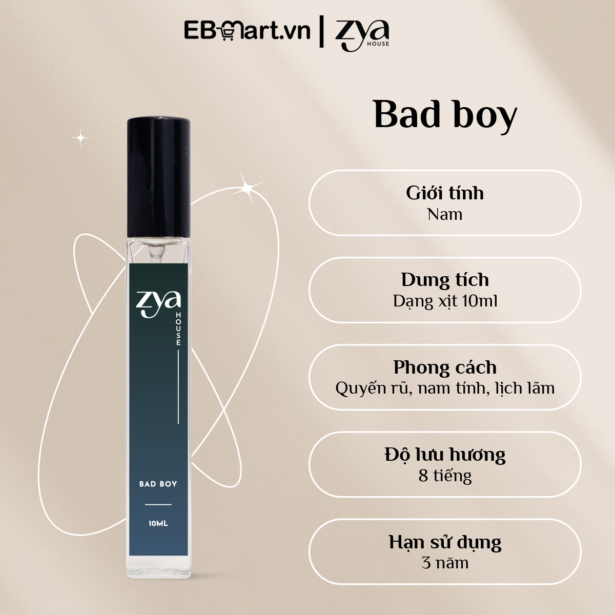 Nước Hoa Nam ZYA Bad Boy Hương Gỗ | EBMart